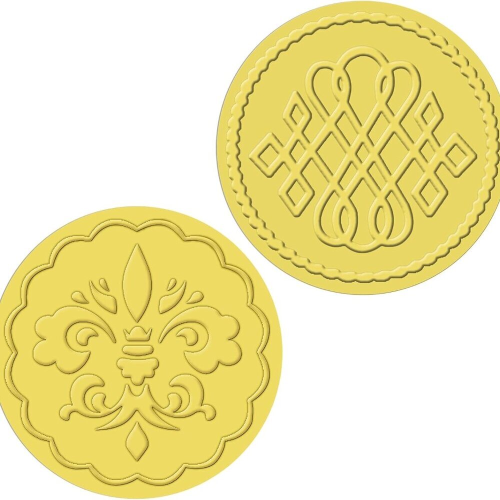 100 Pieces Gold Embossed Wax Seals Foil Envelope Sticker Round Embossed Foil Sea